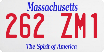 MA license plate 262ZM1