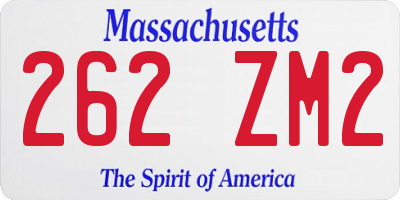 MA license plate 262ZM2