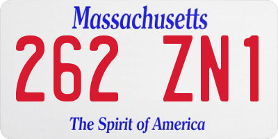 MA license plate 262ZN1