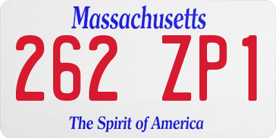 MA license plate 262ZP1