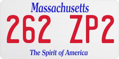 MA license plate 262ZP2