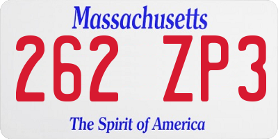 MA license plate 262ZP3