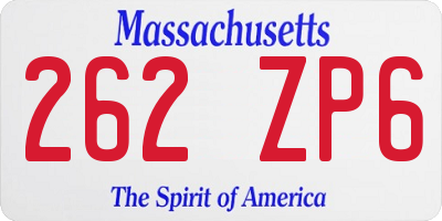 MA license plate 262ZP6