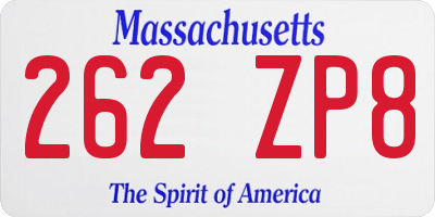 MA license plate 262ZP8