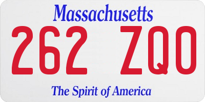 MA license plate 262ZQ0