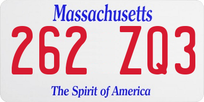 MA license plate 262ZQ3