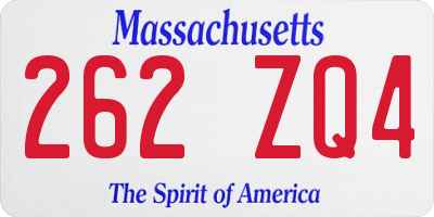 MA license plate 262ZQ4