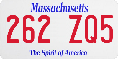 MA license plate 262ZQ5