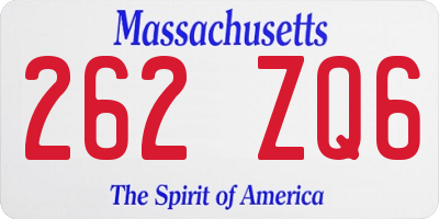 MA license plate 262ZQ6