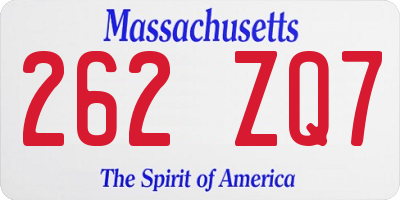 MA license plate 262ZQ7