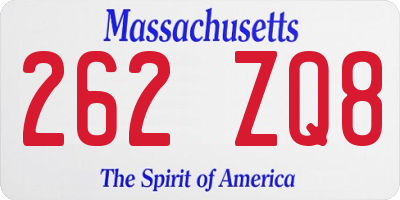 MA license plate 262ZQ8