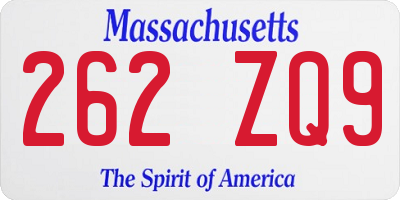 MA license plate 262ZQ9