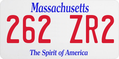 MA license plate 262ZR2
