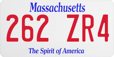MA license plate 262ZR4