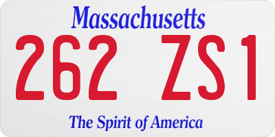 MA license plate 262ZS1