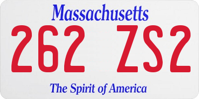 MA license plate 262ZS2