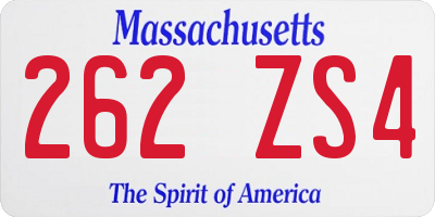 MA license plate 262ZS4