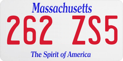 MA license plate 262ZS5