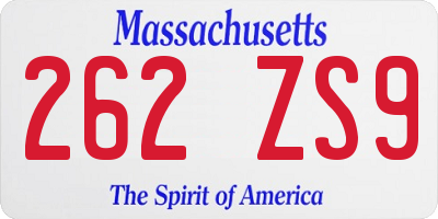MA license plate 262ZS9