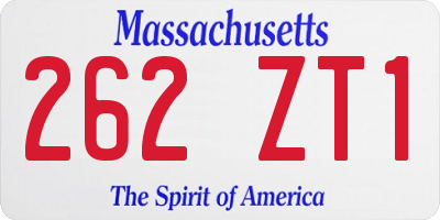 MA license plate 262ZT1