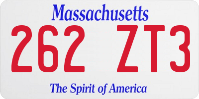 MA license plate 262ZT3
