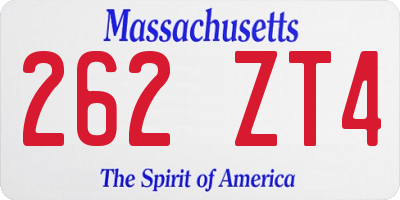 MA license plate 262ZT4