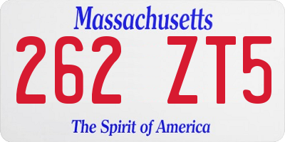 MA license plate 262ZT5