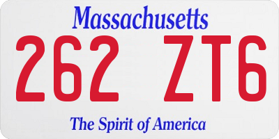 MA license plate 262ZT6