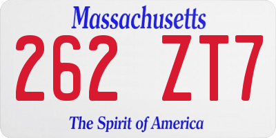 MA license plate 262ZT7