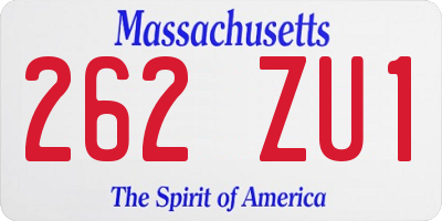 MA license plate 262ZU1