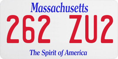 MA license plate 262ZU2
