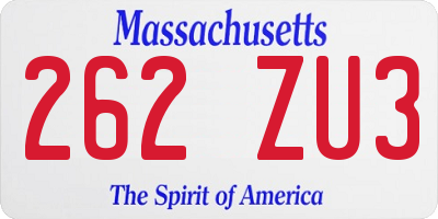 MA license plate 262ZU3