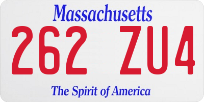 MA license plate 262ZU4