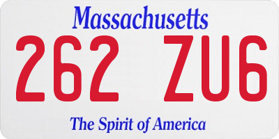 MA license plate 262ZU6