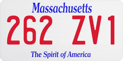 MA license plate 262ZV1