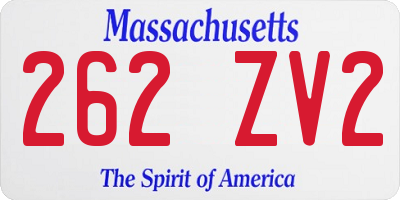 MA license plate 262ZV2