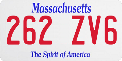 MA license plate 262ZV6
