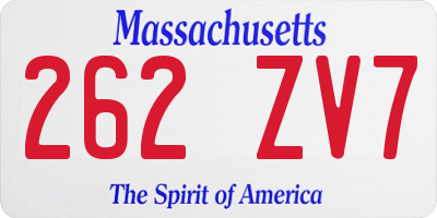 MA license plate 262ZV7