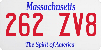 MA license plate 262ZV8