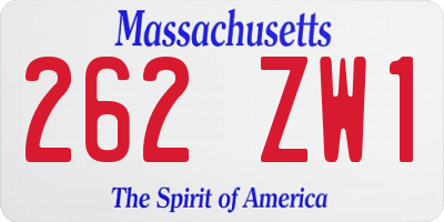 MA license plate 262ZW1