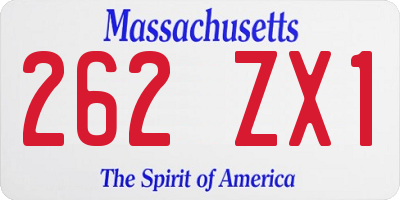 MA license plate 262ZX1