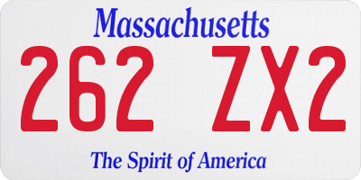 MA license plate 262ZX2