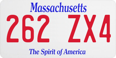 MA license plate 262ZX4