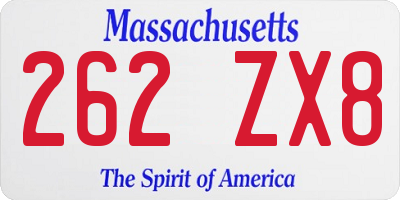 MA license plate 262ZX8