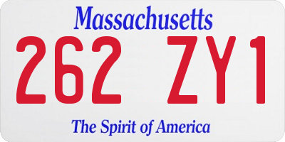 MA license plate 262ZY1