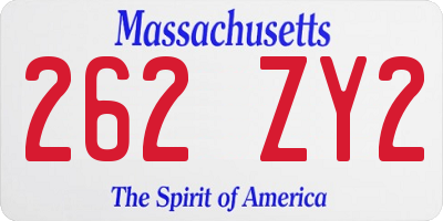 MA license plate 262ZY2