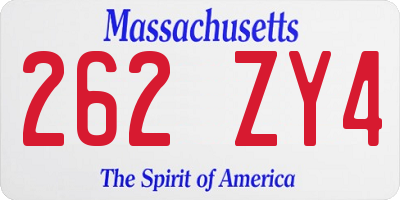 MA license plate 262ZY4