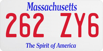 MA license plate 262ZY6