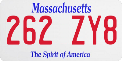 MA license plate 262ZY8