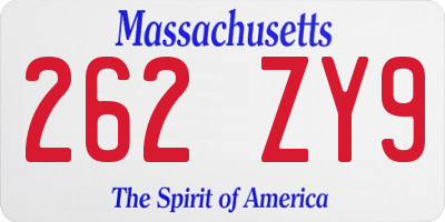 MA license plate 262ZY9
